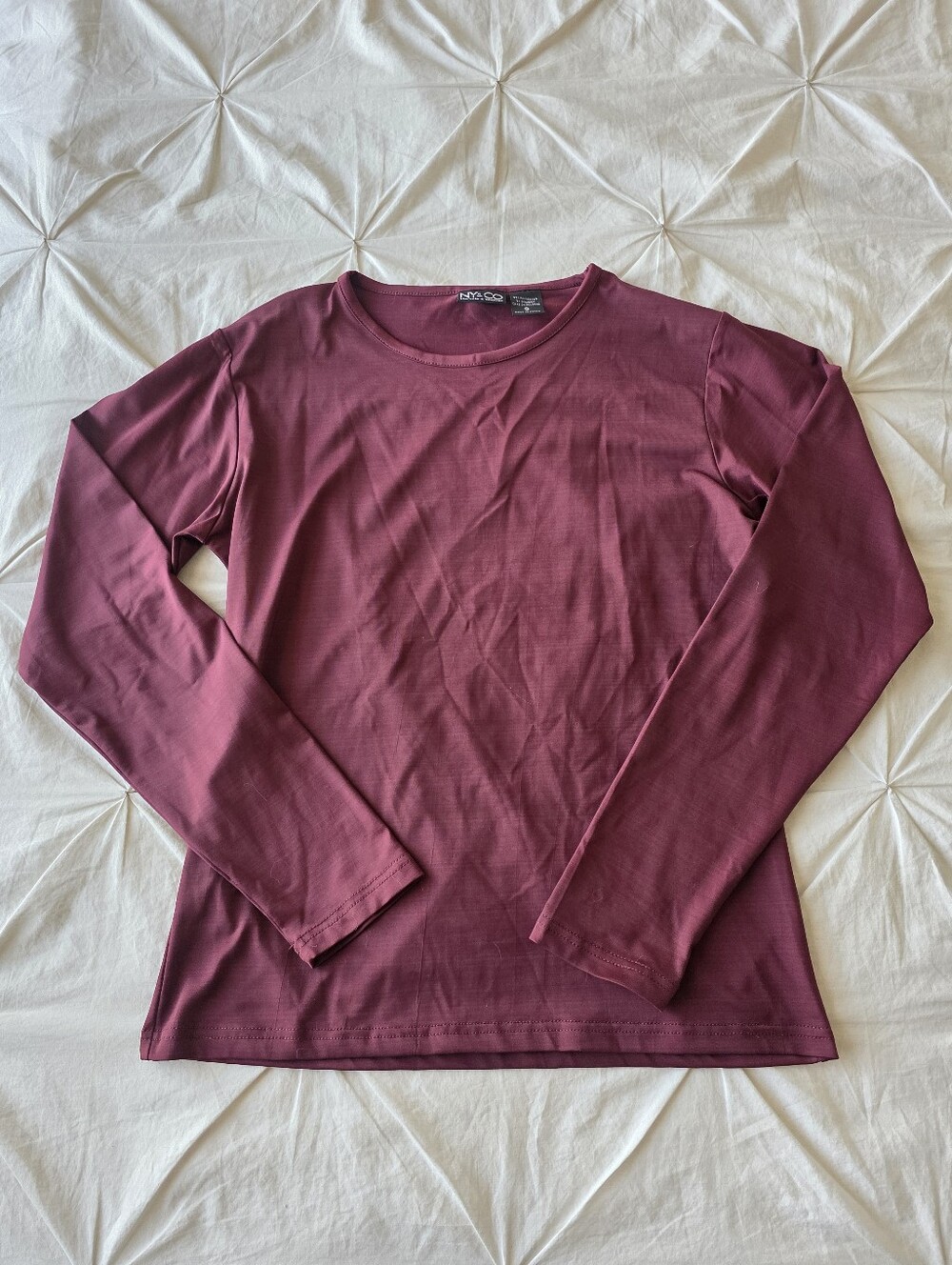 NY & Co Burgundy Long Sleeve Stretch Top